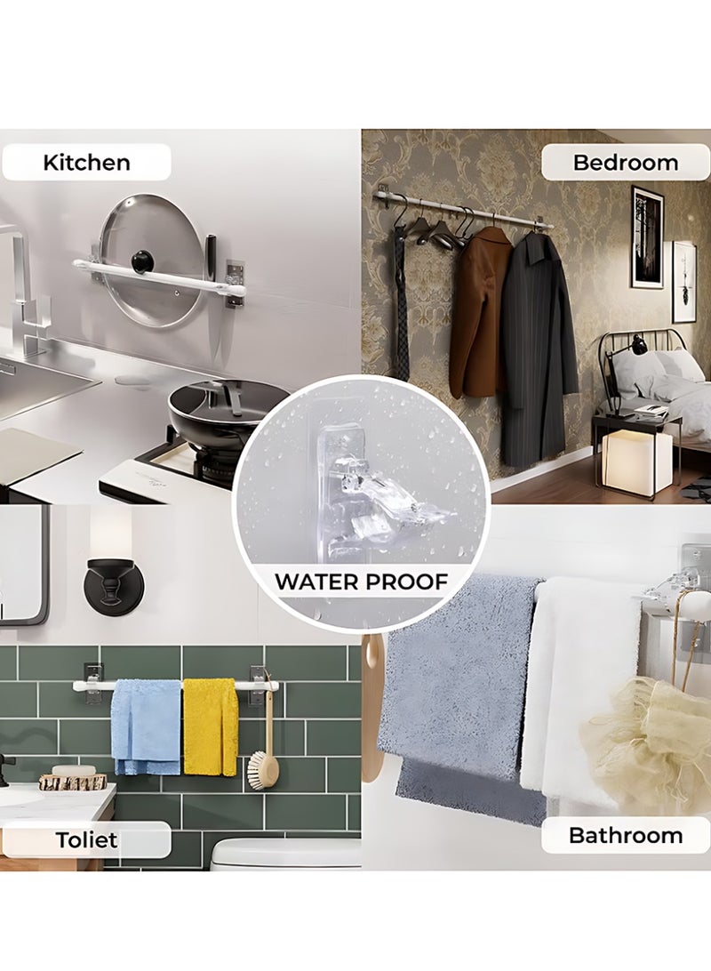 4-Pack No Drill Needed Curtain Rod Holders Brackets, Self Adhesive Rod Holder Hooks, Multipurpose Nail Free Stick on Curtain Rod Hooks - Image 5